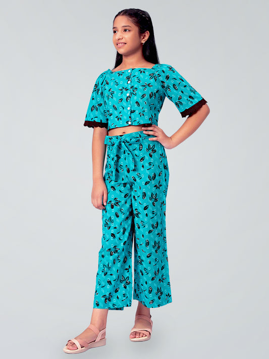 Girls Printed Cotton Top and Palazzo Set
