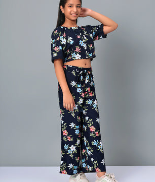 Girls Printed Rayon Top and Palazzo Set