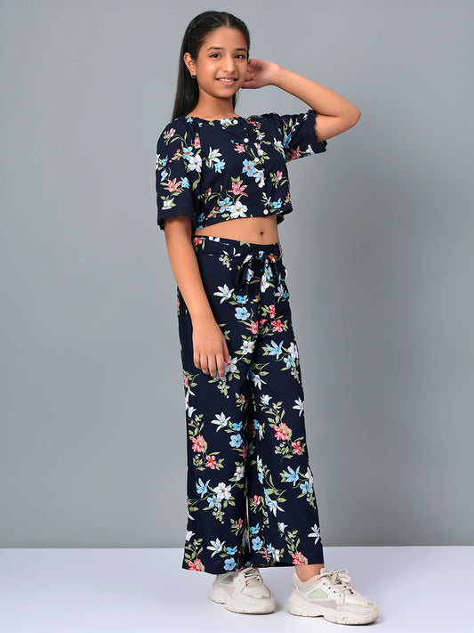 Girls Printed Rayon Top and Palazzo Set
