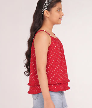 Girls Red Polka Dot Top