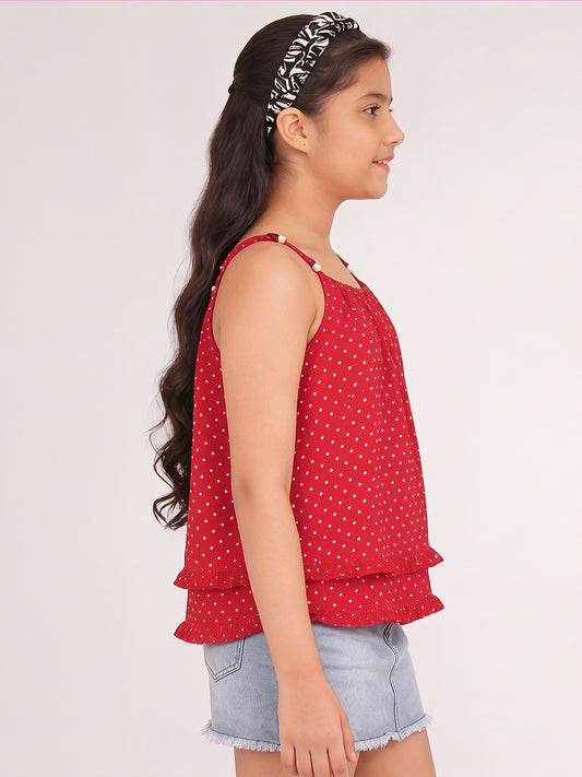 Girls Red Polka Dot Top