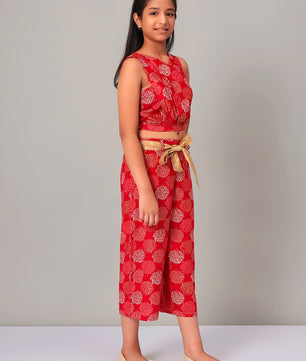 Girls Red Rayon Clothing Set