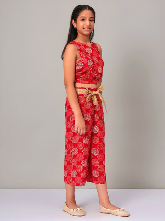 Girls Red Rayon Clothing Set