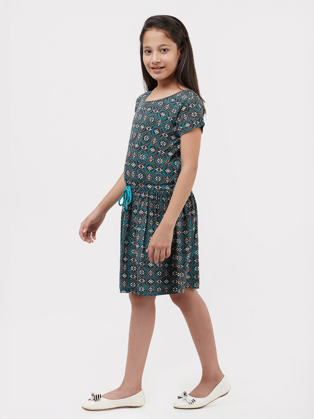 Girls Allover Print Jersey Dress