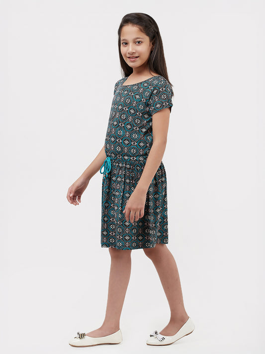 Girls Allover Print Jersey Dress