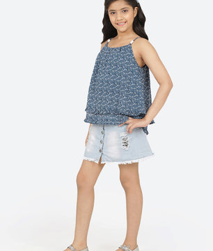 Girls Blue Georgette Top
