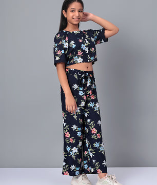 Girls Printed Rayon Top and Palazzo Set
