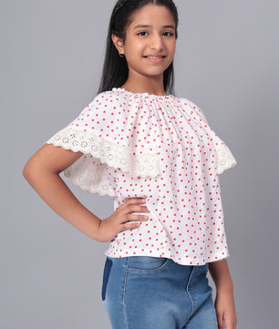 Girls Polka Dotted Rayon Top