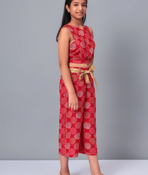 Girls Red Rayon Clothing Set