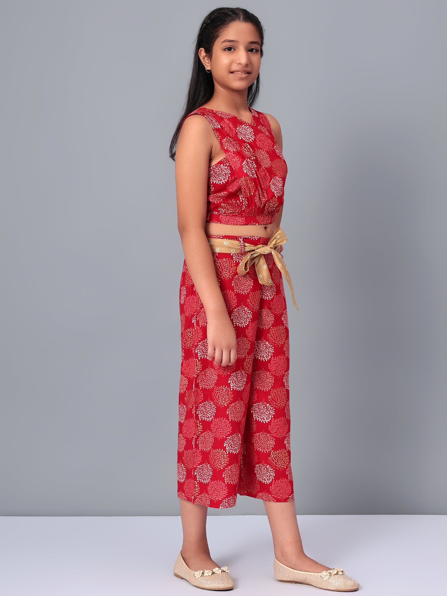 Girls Red Rayon Clothing Set