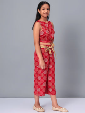 Girls Red Rayon Clothing Set