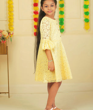 Girls Golden Lace Dress
