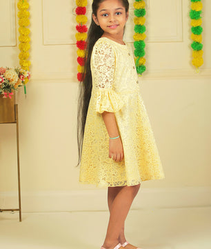 Girls Golden Lace Dress