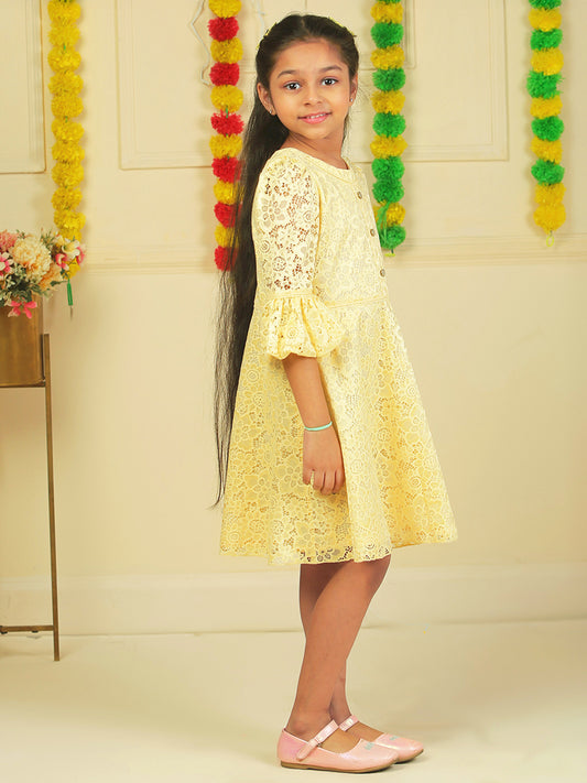 Girls Golden Lace Dress