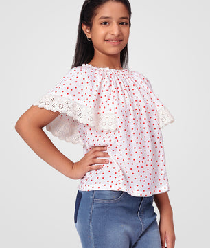 Girls Polka Dotted Rayon Top