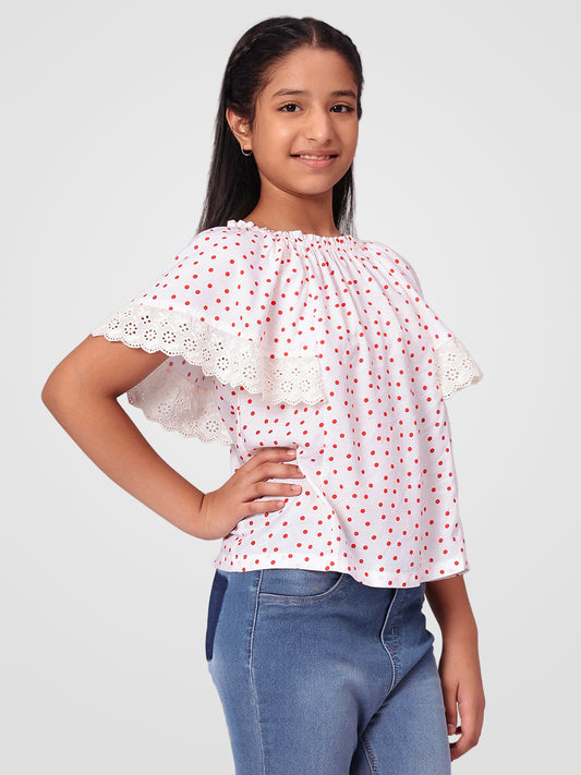 Girls Polka Dotted Rayon Top
