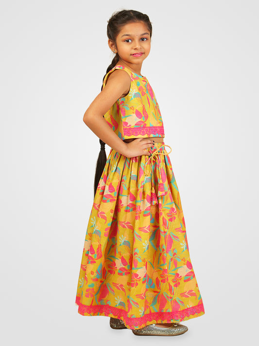 Girls Lehenga Choli in Linen Cotton