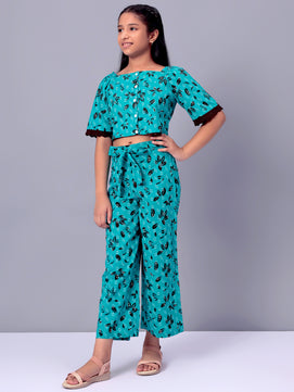 Girls Printed Cotton Top and Palazzo Set