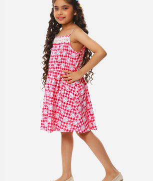 Girls Cat Print Cotton Dress
