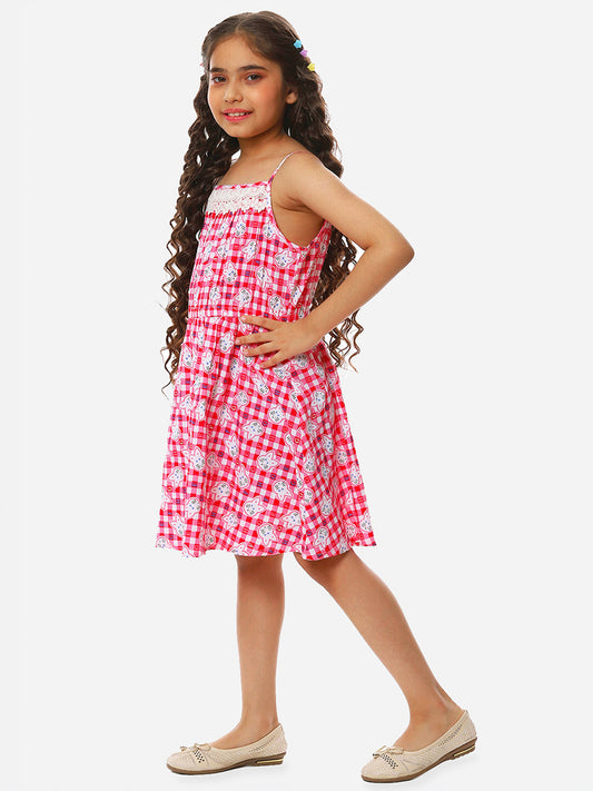 Girls Cat Print Cotton Dress