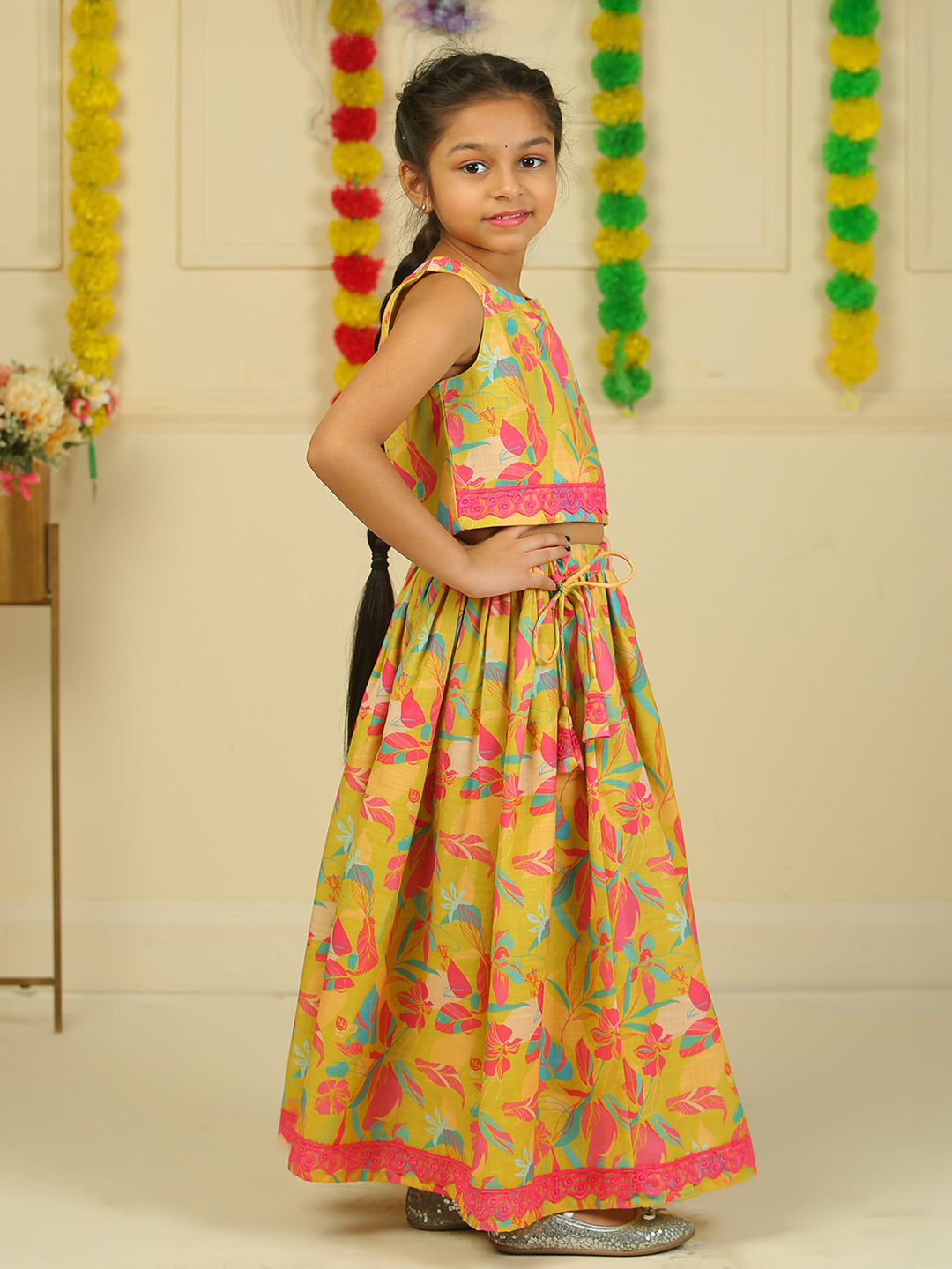 Girls Lehenga Choli in Linen Cotton