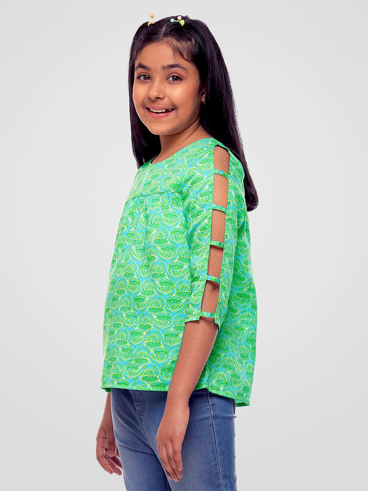 Girls Slit Sleeves Top