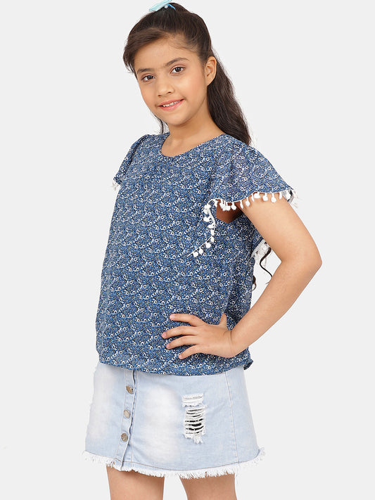 Girls Blue Georgette Top