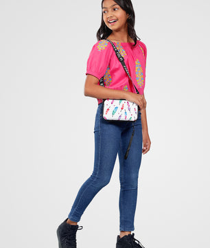 Girls Pink Printed Cotton Top