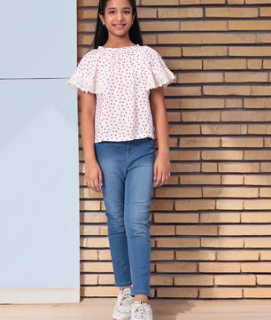 Girls Polka Dotted Rayon Top