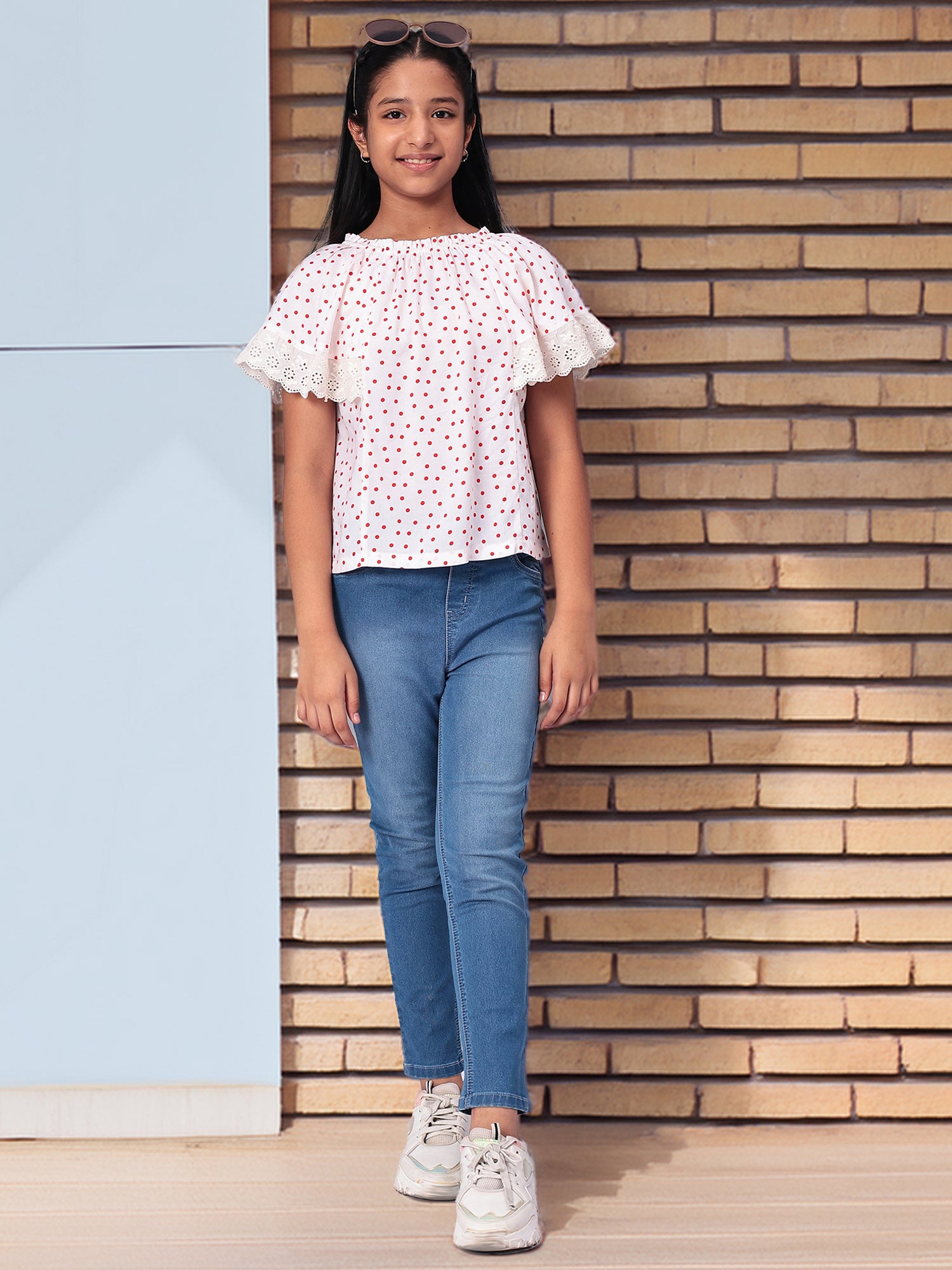 Girls Polka Dotted Rayon Top