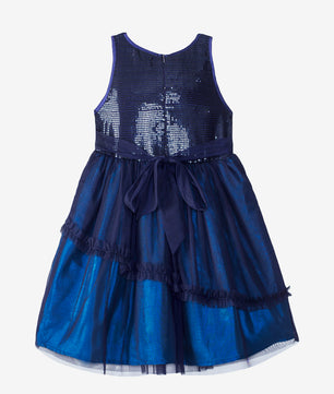 Girls Navy Blue Sequin Party Dress