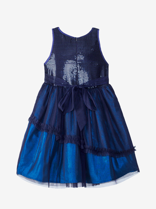 Girls Navy Blue Sequin Party Dress