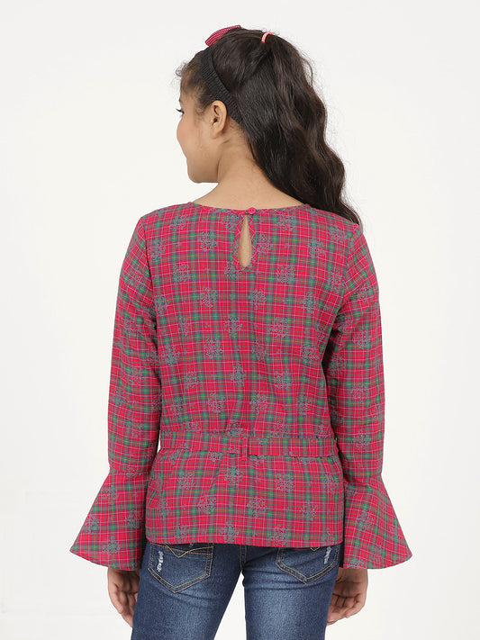 Girls Full Sleeves Top in Check