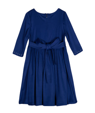Girls Navy Blue Long Sleeves Dress