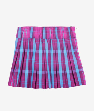 Girls Plaid Skirt in Wine and Blue Checks