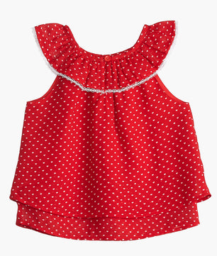 Girls Red Polka Dotted Top