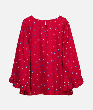 Girls Long Sleeves Rayon Top Maroon