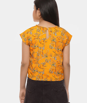 Girls Mustard Yellow Waist Tie Top