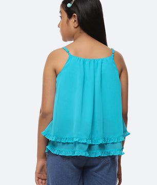 Girls Turquoise Blue Georgette  Top