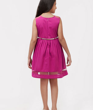 Girls Magenta Cotton Dress