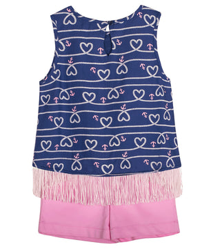 Girls Sailor Print Clothing Set