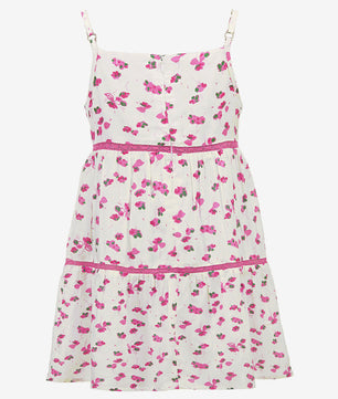 Girls Tiered Midi Dress in Printed Rayon Fabric