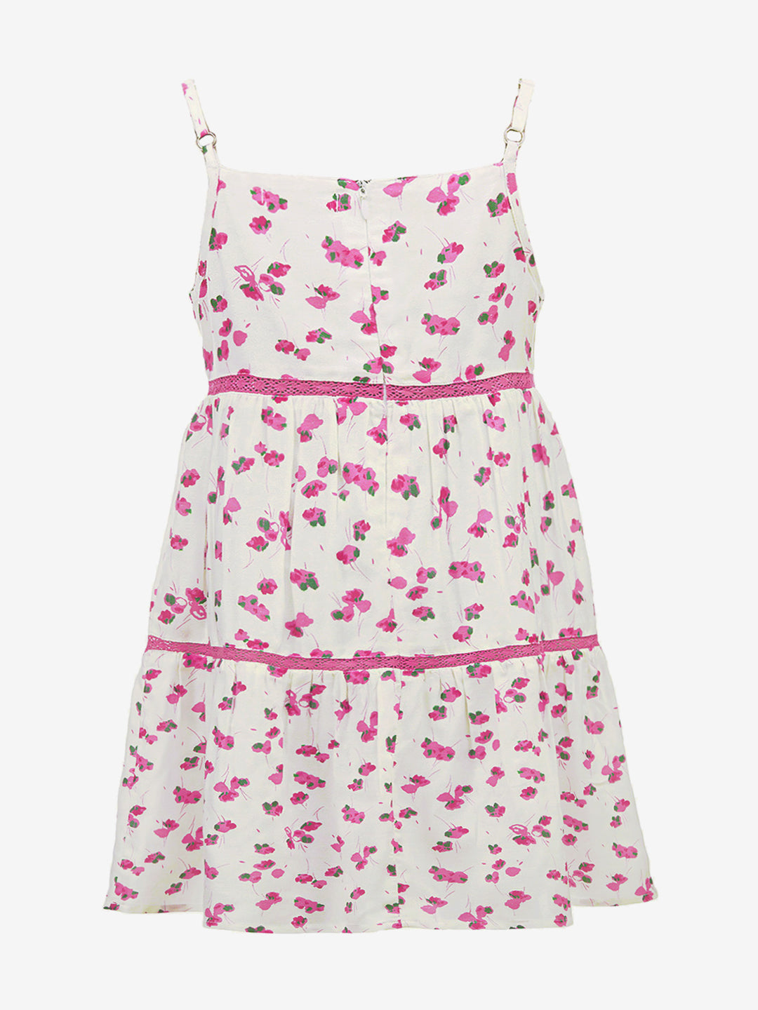 Girls Tiered Midi Dress in Printed Rayon Fabric