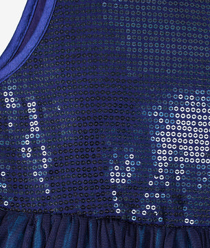 Girls Navy Blue Sequin Party Dress