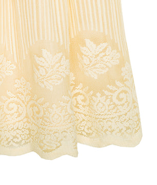 Girls Scalloped Hem Lace Dress in Beige Color
