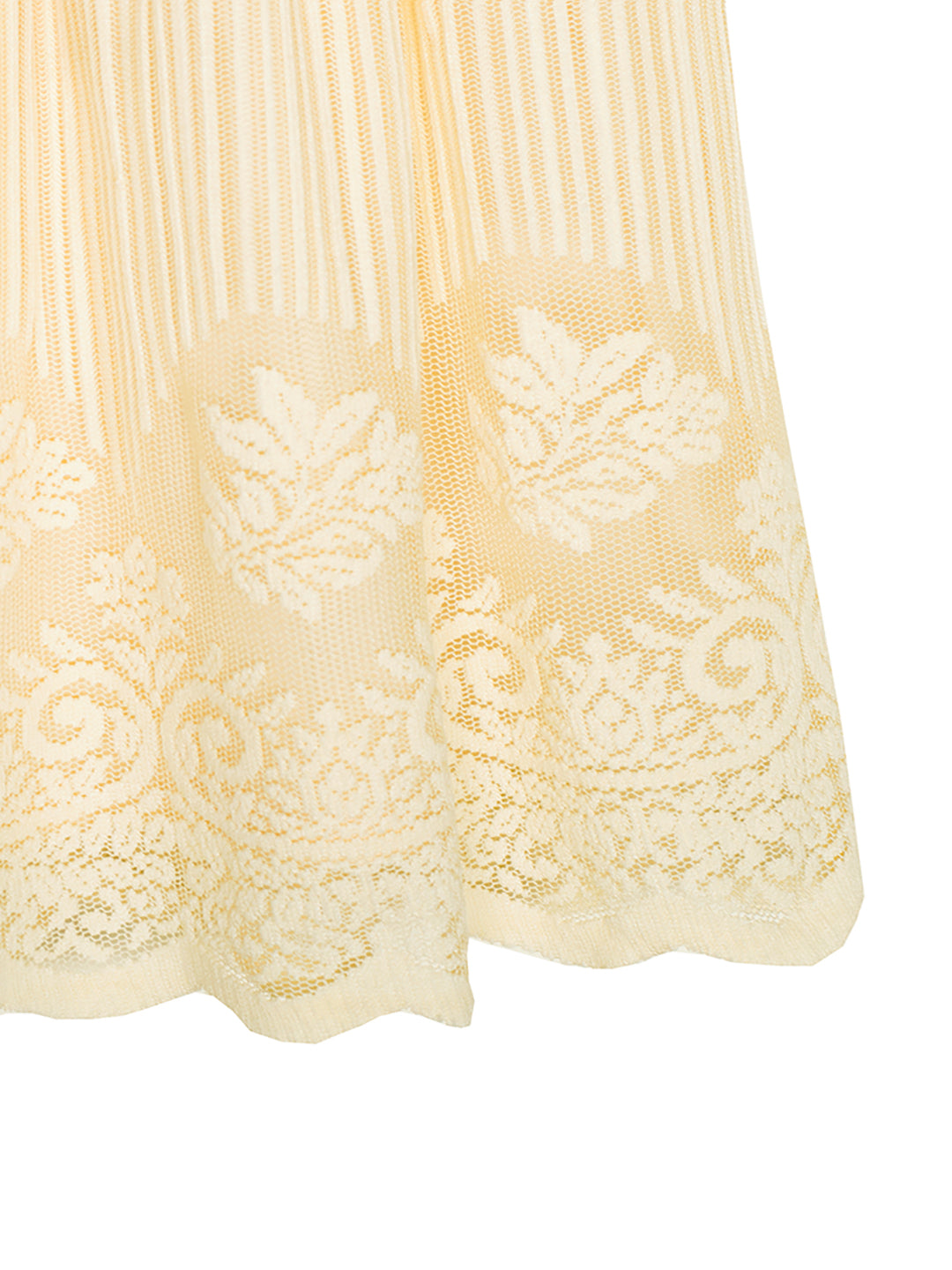 Girls Scalloped Hem Lace Dress in Beige Color