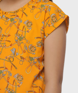 Girls Mustard Yellow Waist Tie Top