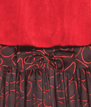 Girls Red Velvet Long Sleeves Dress