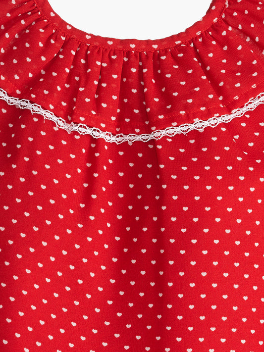 Girls Red Polka Dotted Top