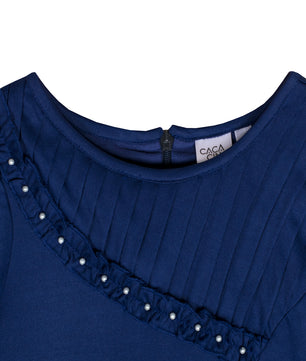 Girls Navy Blue Long Sleeves Dress